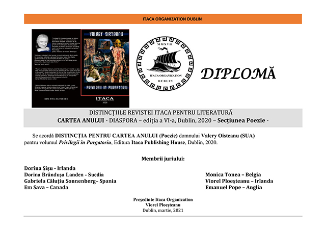 Distinction of Itaca Magazine, Book of the Year 2020